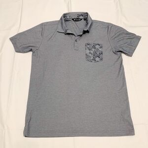 Travis Matthew sz L Hawaiian pocket SS polo shirt floral aloha blue outdoor golf